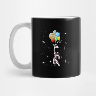 Astronaut holding Planet Balloons Solar System Mug